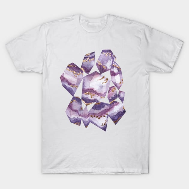 【ore】Fluorite Crystals-purple T-Shirt by princeliaw